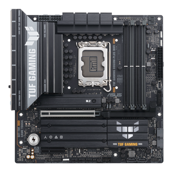 Дънна платка ASUS TUF GAMING B860M-PLUS WIFI, LGA1851, 4x DDR5, 3x M.2, 4x SATA 6Gb/s, Wi-Fi 7/ Bluetooth 5.4. HDMI, DP, mATX
