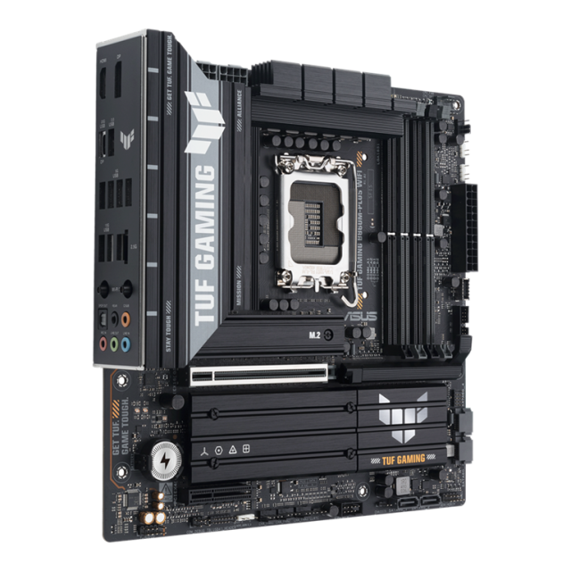 Дънна платка ASUS TUF GAMING B860M-PLUS WIFI, LGA1851, 4x DDR5, 3x M.2, 4x SATA 6Gb/s, Wi-Fi 7/ Bluetooth 5.4. HDMI, DP, mATX