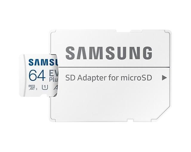 Карта памет Samsung EVO Plus 64GB, microSDXC, UHS-I, U1, V10, A1, Адаптер