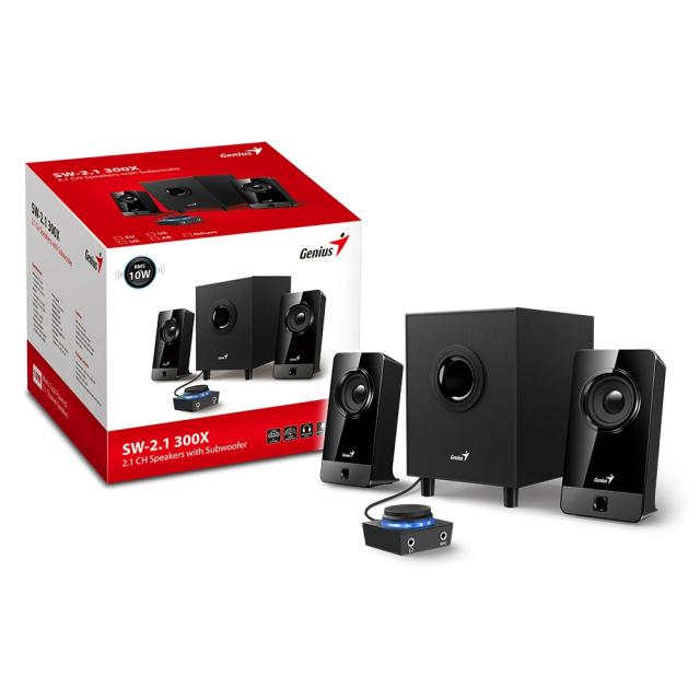 Тонколони Genius SW-2.1 300X Speakers 2.1, 10W, жак 3.5 mm, Black