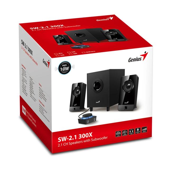 Тонколони Genius SW-2.1 300X Speakers 2.1, 10W, жак 3.5 mm, Black