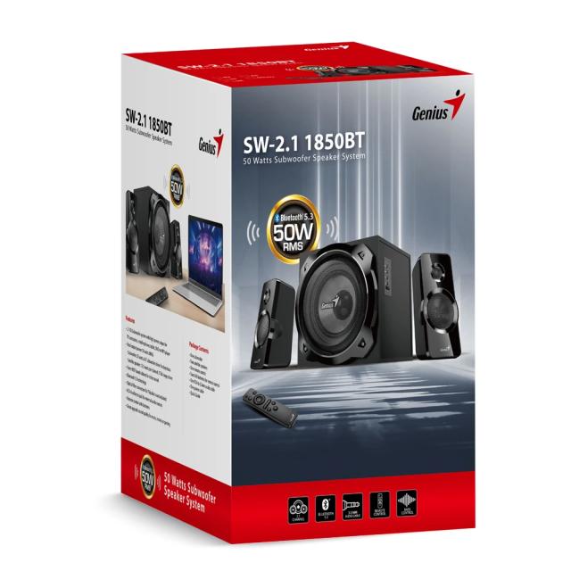 Tонколони Genius 1850BT Speakers 2.1, SW-2.1, 50W RMS, Bluetooth, Black