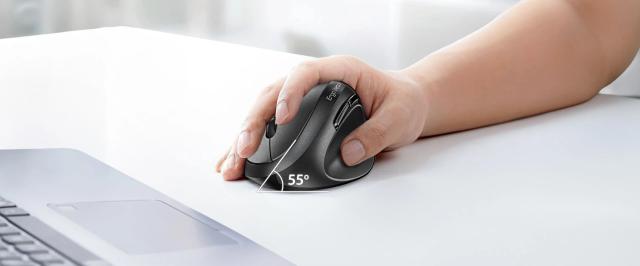Genius Vertical Ergo 8350S Silent Mouse, Wireless/Bluetooth, Оптичена, 2400dpi, Dark Grey