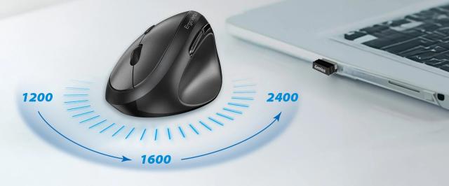 Genius Vertical Ergo 8350S Silent Mouse, Wireless/Bluetooth, Оптичена, 2400dpi, Dark Grey