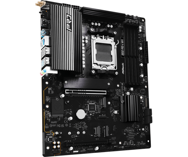 Дънна платка ASRock B850 PRO-A WIFI, AM5, 4x DDR5, 4x M.2, 4x SATA 6Gb/s, Wi-Fi 6E/ Bluetooth 5.2. HDMI, ATX