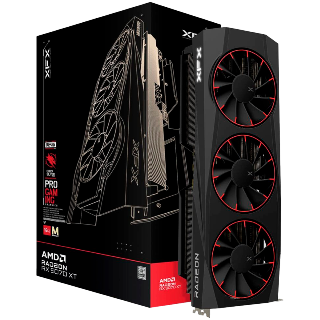 Видео карта XFX Quicksilver AMD Radeon RX 9070XT Magnetic Air Edition, 16GB GDDR6, 256-bit, HDMI, 3x DP