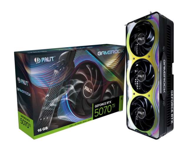 Видео карта PALIT nVIDIA GeForce RTX 5070 Ti GameRock 16GB GDDR7, 256-bit, HDMI, 3x DP