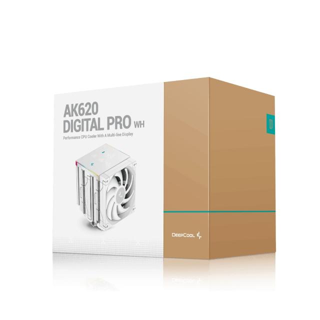 Охладител DeepCool CPU Cooler AK620 DIGITAL PRO WH - Dual-Tower, 3-pin/4-pin PWM - LGA1851/AM5