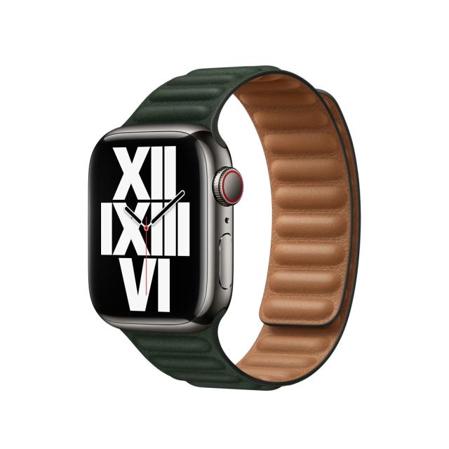 Каишка за часовник Apple Watch 41mm Sequoia Green Leather Link - S/M