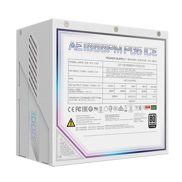 Захранване Gigabyte AORUS ELITE P1000W ICE, 80 PLUS Platinum, PCIe 5.0, ATX 3.0, Fully Modular