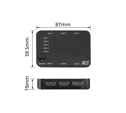 Превключвател EWENT ACT SPLIT AC7841, 5/1, 3D, 4K@60Hz, Черен