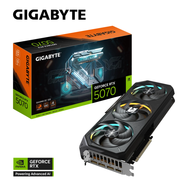 Видео карта GIGABYTE nVIDIA RTX5070 GAMING OC 12GB GDDR7, 192-bit, HDMI, 3x DP
