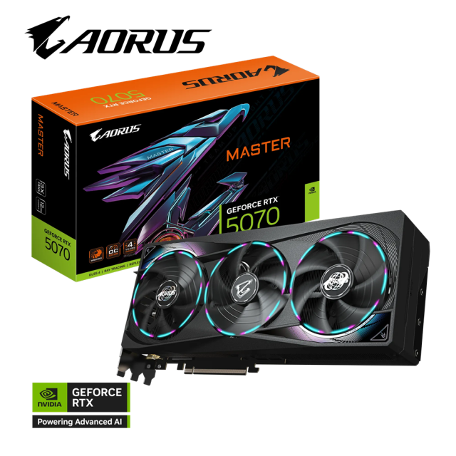 Видео карта GIGABYTE nVIDIA AORUS GeForce RTX 5070 MASTER 12GB GDDR7, 192-bit, HDMI, 3x DP