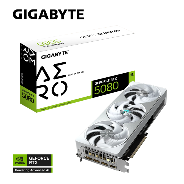 Видео карта GIGABYTE nVIDIA GeForce RTX 5080 AERO OC SFF 16GB GDDR7, 256-bit, HDMI, 3x DP