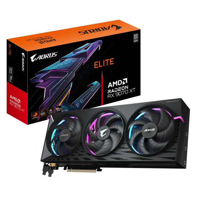 Видео карта GIGABYTE AORUS Radeon RX 9070 XT ELITE 16GB GDDR6, 256-bit, 2x HDMI, 2x DP