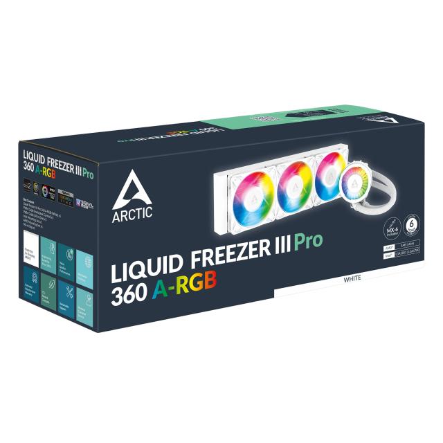 Охладител за процесор Arctic Liquid Freezer III Pro 360 A-RGB, 3-pin/4-pin PWM, White