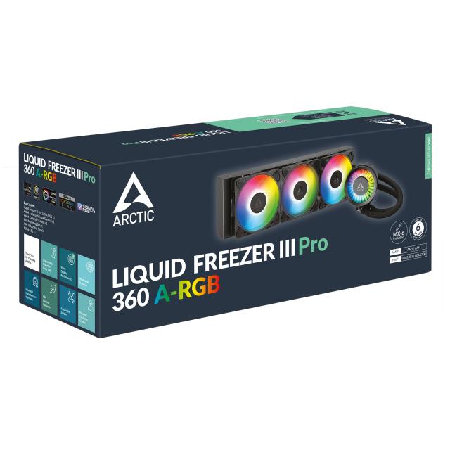 Охладител за процесор Arctic Liquid Freezer III Pro 360 A-RGB, 3-pin/4-pin PWM, Black