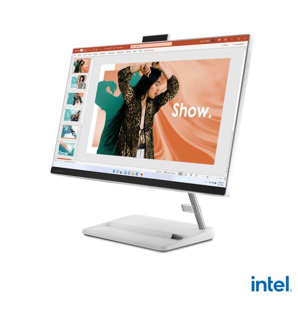 Компютър Lenovo IdeaCentre AIO 3 24IAP7, Intel® Core i5-12450H 8C (3.3/4.4GHz, 12MB Cache), 23.8" (60.45cm) FHD IPS Anti-Glare, 8GB DDR4, 512GB SSD NVMe, HDMI, Free DOS