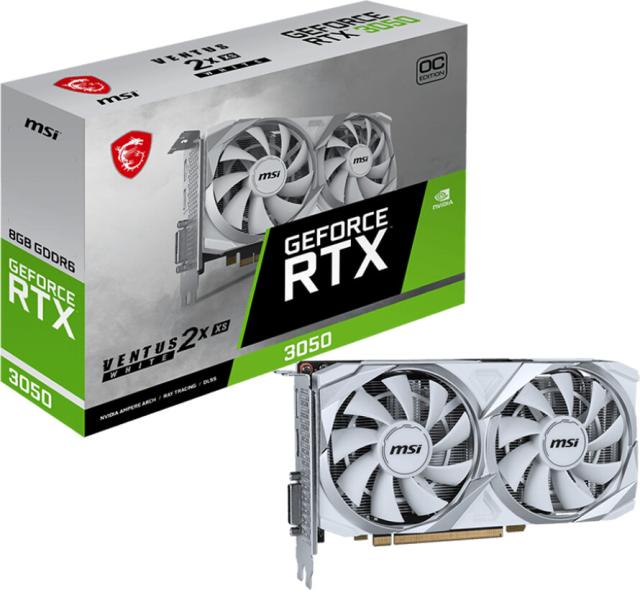 Видео карта MSI NVIDIA GeForce RTX 3050 8GB VENTUS 2X XS White OC, 8GB GDDR6, 128bit, DVI, HDMI, DP