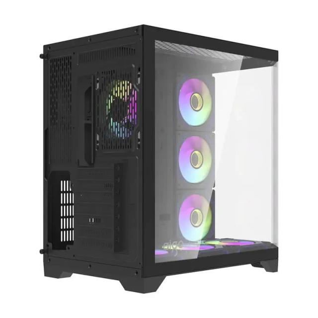 Кутия Darkflash Aigo FT418 PRO Black, Middle Tower, 1 x USB 3.0, 2 x USB 2.0, 1 x HD Audio, Mini-ITX / mATX / ATX