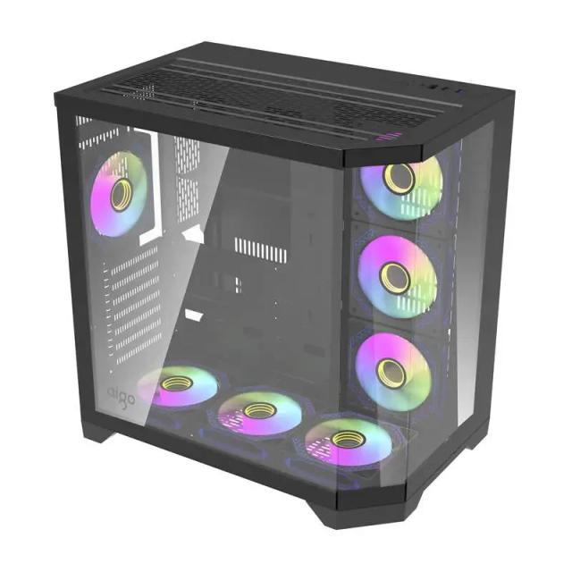Кутия Darkflash Aigo FT418 PRO Black, Middle Tower, 1 x USB 3.0, 2 x USB 2.0, 1 x HD Audio, Mini-ITX / mATX / ATX