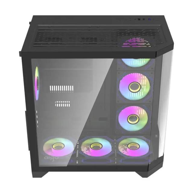Кутия Darkflash Aigo FT418 PRO Black, Middle Tower, 1 x USB 3.0, 2 x USB 2.0, 1 x HD Audio, Mini-ITX / mATX / ATX