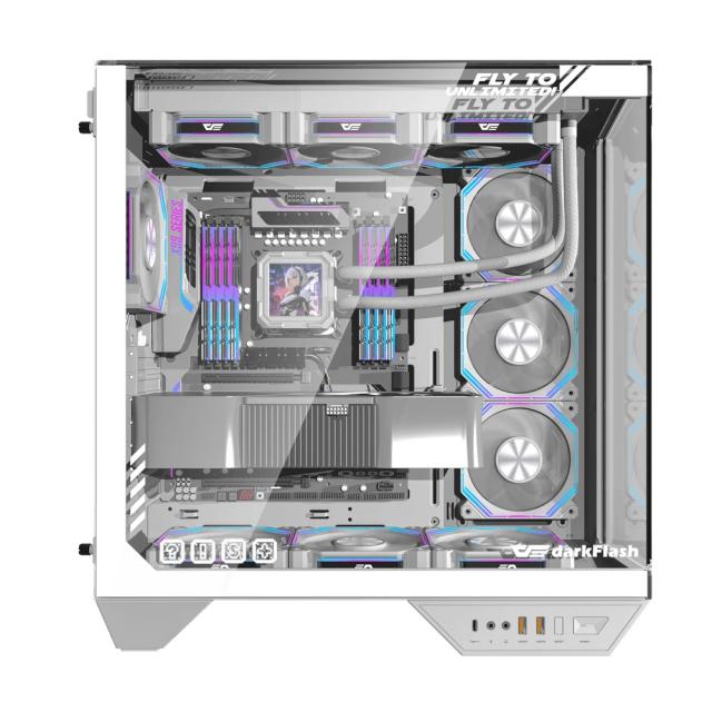 Кутия Darkflash DY470 Ice White, Middle Tower, 1 x USB 3.2 Type-C, 2 x USB 3.0, 1 x HD Audio, Mini-ITX / mATX / ATX