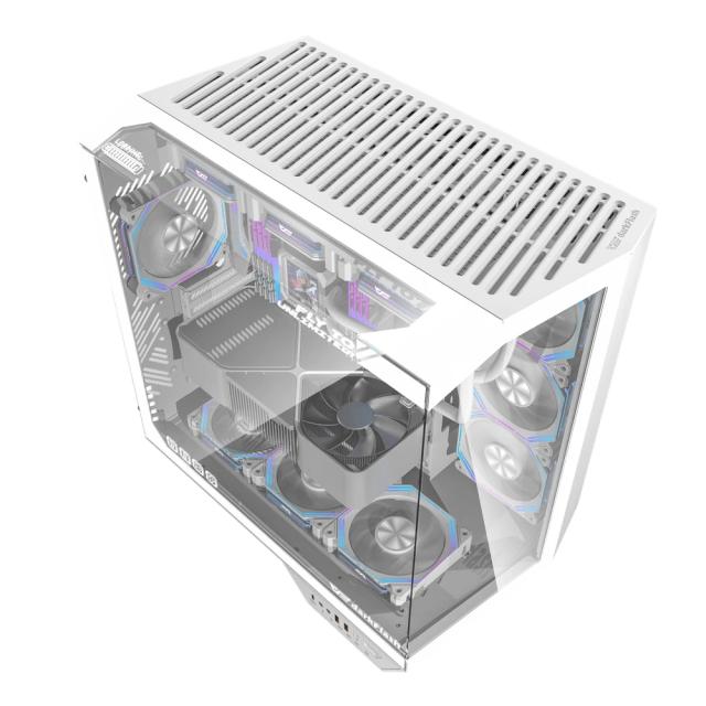 Кутия Darkflash DY470 Ice White, Middle Tower, 1 x USB 3.2 Type-C, 2 x USB 3.0, 1 x HD Audio, Mini-ITX / mATX / ATX