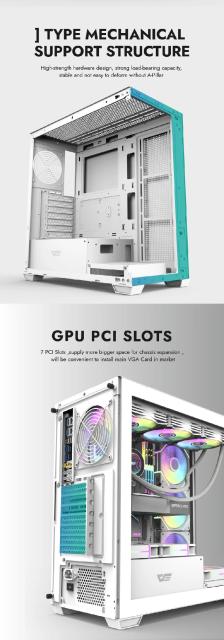 Кутия Darkflash DS900 White, Middle Tower, 1 x USB 3.1 Type-C, 1 x USB 3.0, 1 x USB 2.0, 1 x HD Audio, Mini-ITX / mATX / ATX