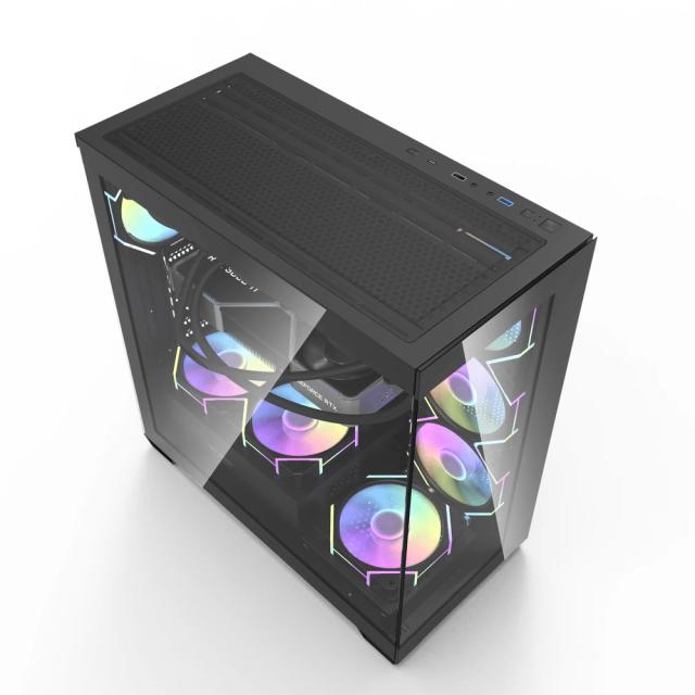Кутия Darkflash DS900 Black, Middle Tower, 1 x USB 3.1 Type-C, 1 x USB 3.0, 1 x USB 2.0, 1 x HD Audio, Mini-ITX / mATX / ATX