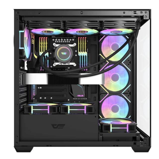 Кутия Darkflash DS900 Black, Middle Tower, 1 x USB 3.1 Type-C, 1 x USB 3.0, 1 x USB 2.0, 1 x HD Audio, Mini-ITX / mATX / ATX