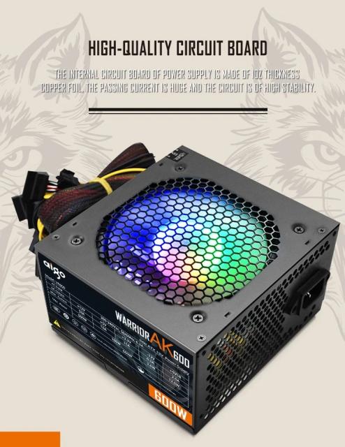 Захранване Darkflash Aigo AK600 RGB, 600W, Active PFC, 80 Plus