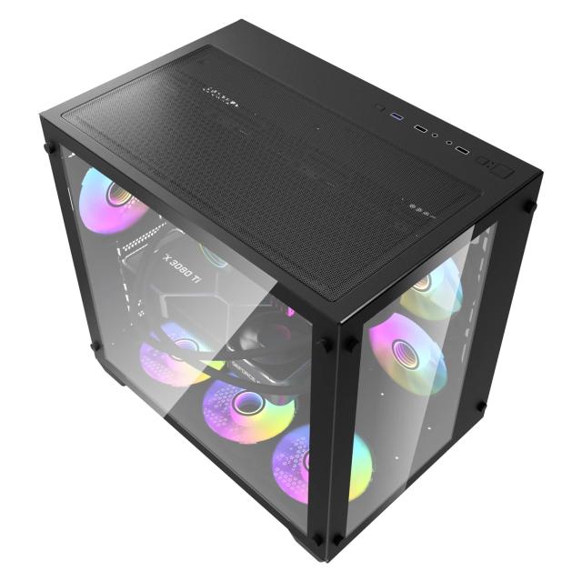 Кутия Darkflash Aigo C285 Black, Middle Tower, 1 x USB 3.0, 2 x USB 2.0, 1 x HD Audio, Mini-ITX / mATX / ATX