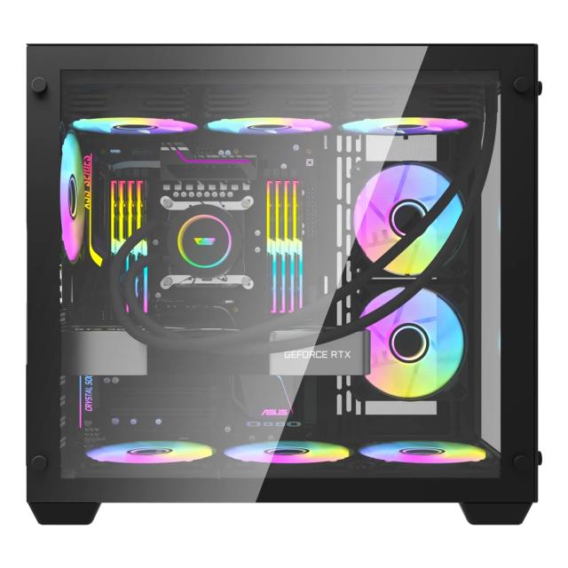 Кутия Darkflash Aigo C285 Black, Middle Tower, 1 x USB 3.0, 2 x USB 2.0, 1 x HD Audio, Mini-ITX / mATX / ATX