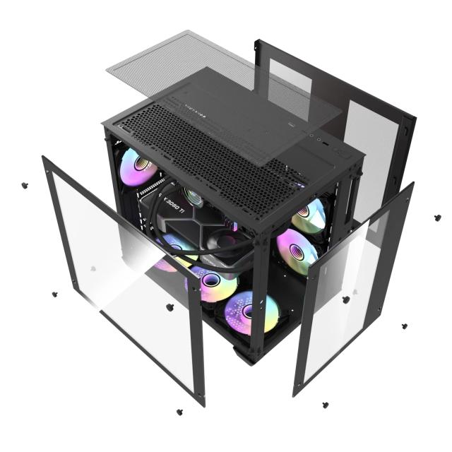 Кутия Darkflash Aigo C285 Black, Middle Tower, 1 x USB 3.0, 2 x USB 2.0, 1 x HD Audio, Mini-ITX / mATX / ATX