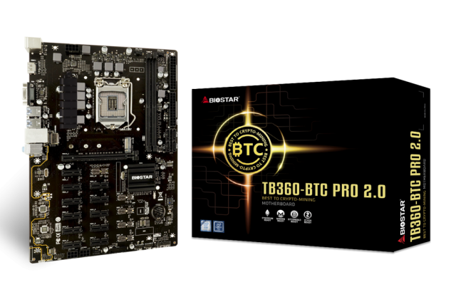 Дънна платка BIOSTAR TB360-BTC PRO 2.0, LGA1151, 2x DDR4, 1x M.2, 4x SATA III  (6Gb/s), 11x PCIe 3.0 x1 Slot, 1x PCIe 3.0 x16 Slot, VGA, HDMI, ATX