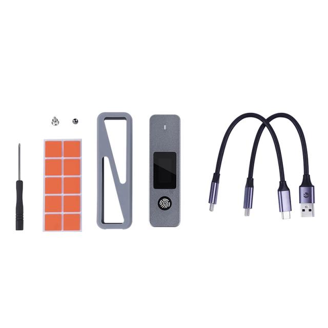 Кутия VCom Storage Case M.2 NVMe/SATA M/B key - USB-C/A Gen.2 10Gbps, Fingerprint Encryption