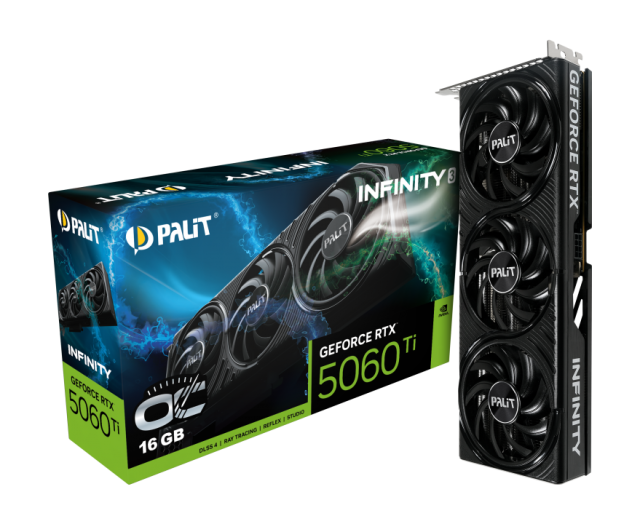Видео карта PALIT nVIDIA GeForce RTX 5060 Ti Infinity 3 OC 16GB GDDR7, 128-bit, HDMI, 3x DP