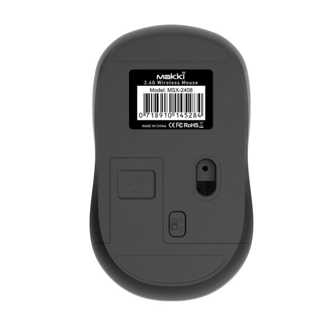 Мишка MAKKI MSX-2408 Silent, оптична 1600dpi, Wireless, USB Type-C, черна