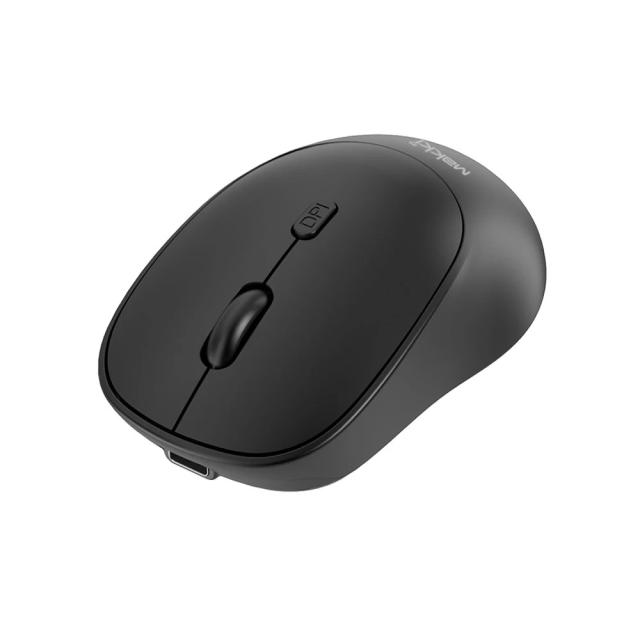 Мишка MAKKI MSX-2401 Silent, оптична 1600dpi, Wireless/Bluetooth, USB Type-C, черна