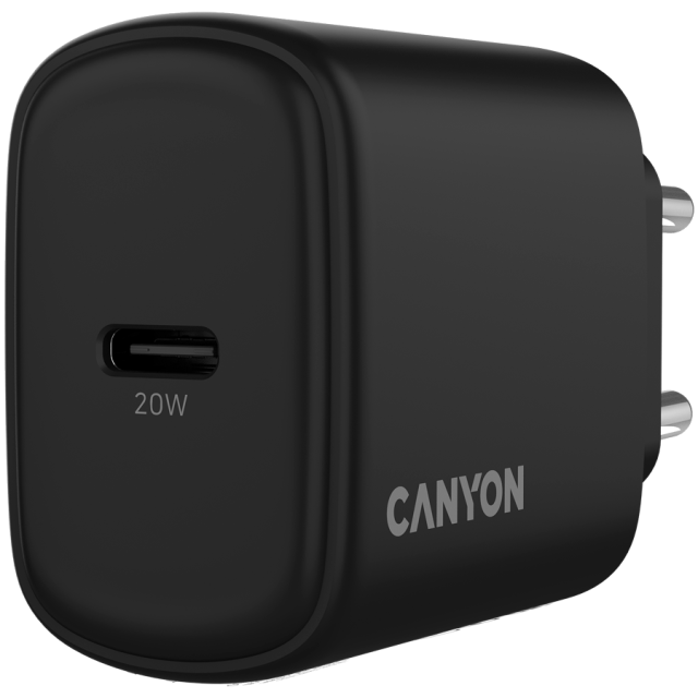 Зарядно CANYON charger OnCharge 200, 1x USB Type-C, 20W, Black