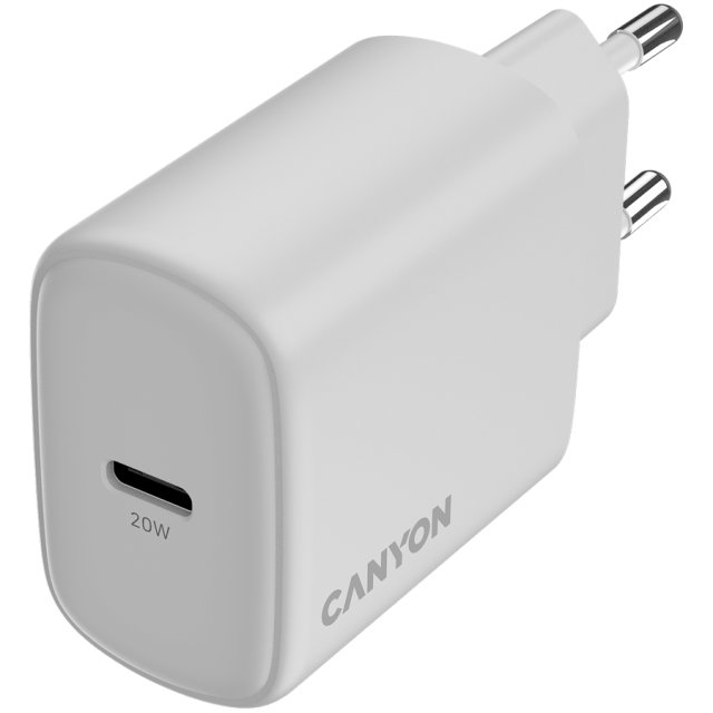 Зарядно CANYON charger OnCharge 200, 1x USB Type-C, 20W, White