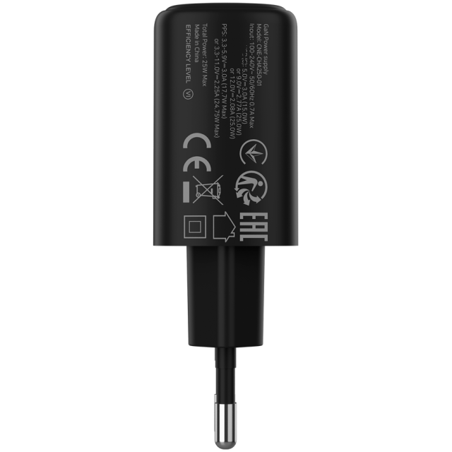 Зарядно CANYON charger OnCharge 250, 1x USB Type-C, 25W, Black