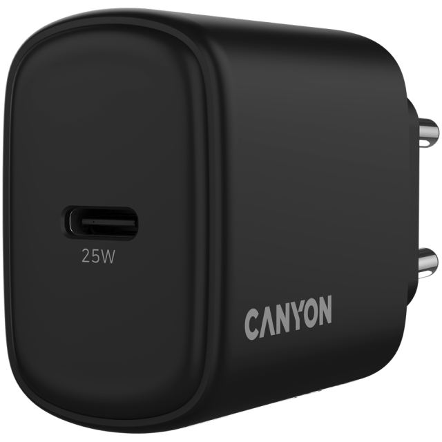 Зарядно CANYON charger OnCharge 250, 1x USB Type-C, 25W, Black