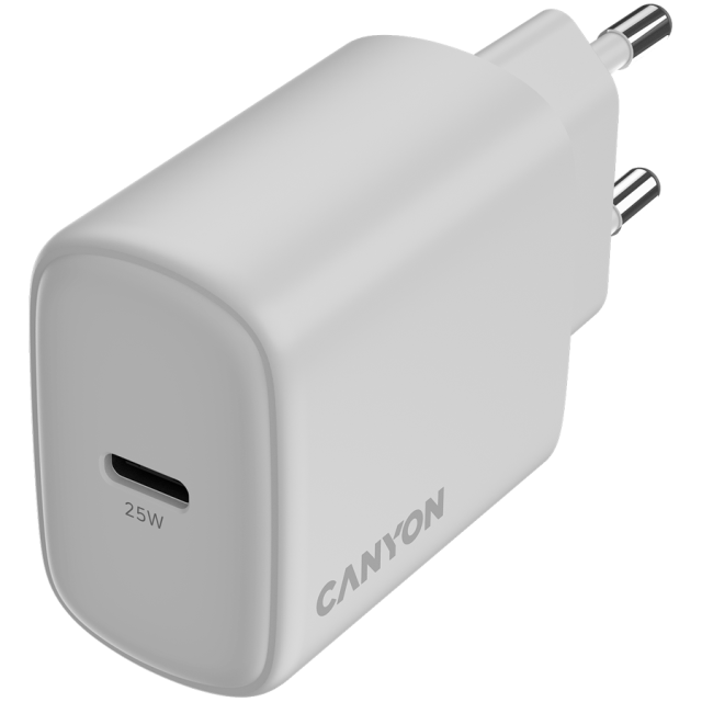 Зарядно CANYON charger OnCharge 250, 1x USB Type-C, 25W, White