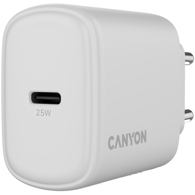 Зарядно CANYON charger OnCharge 250, 1x USB Type-C, 25W, White