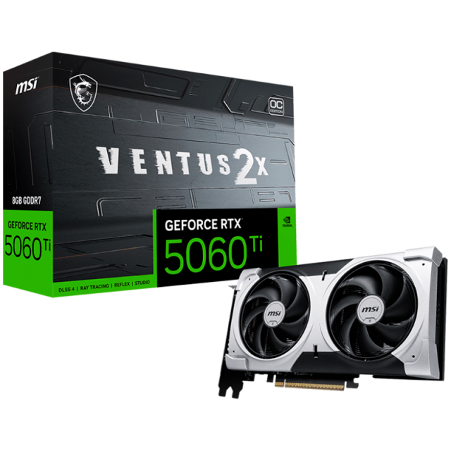 Видео карта MSI nVIDIA GeForce RTX5060 Ti VENTUS 2X OC PLUS 8GB GDDR7, 128-bit, HDMI, 3x DP