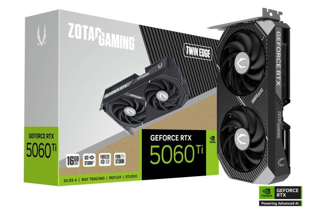 Видео карта ZOTAC GAMING RTX 5060 TI Twin Edge 16GB GDDR7, 128-bit, HDMI, 3x  DisplayPort 