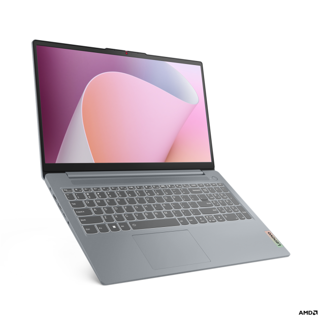Лаптоп Lenovo IdeaPad Slim 3 15ABR8, AMD Ryzen 5 7430U 6C (2.3/4.3GHz, 16 MB cache), 15.6" (39.62 см) FHD TN,  AMD Radeon RX Vega 7, 16GB DDR4, 512GB M.2 NVMe SSD, Free DOS