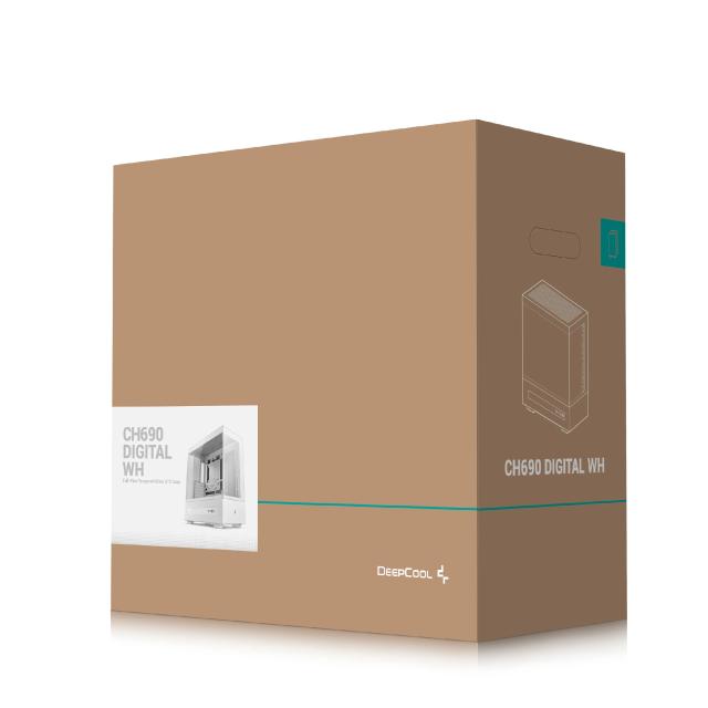 Кутия за компютър DeepCool CH690 DIGITAL White, Middle Tower, 1 x USB Type-C 3.2, 2 x USB 3.0, HD Audio x 1, ATX, mATX, Mini-ITX, бяла